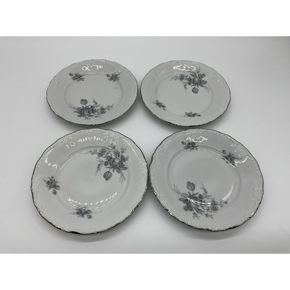 Vintage Winterling Bavaria Bread Plates Set‎ Of 4 White Floral Germany Porcelain